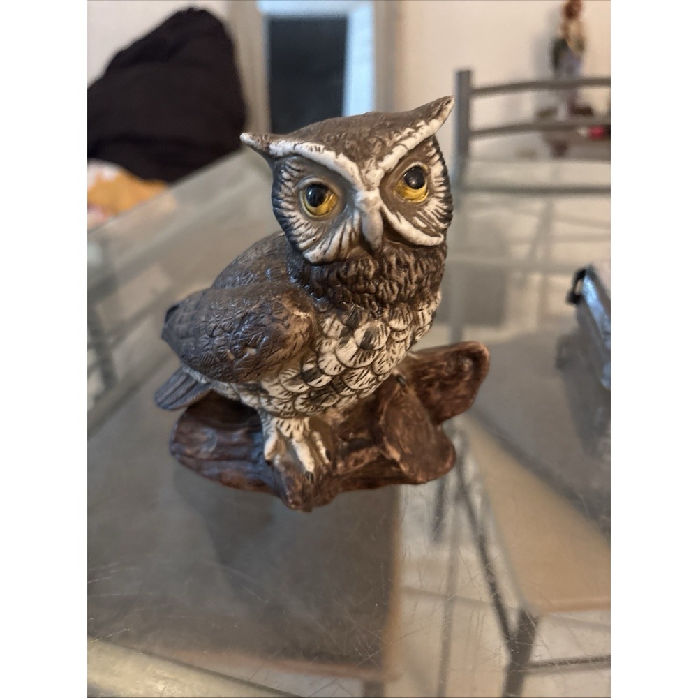 Vintage Homco Porcelain Owl Figurine 1114 Ceramic Bird Statue Home Interiors